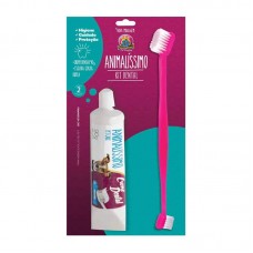 30477 - Kit Higiene Bucal P/ Cães Creme + Escova Animalissimo