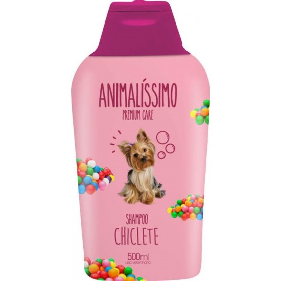 Shampoo Chiclete Animalíssimo 500ml – Perfume Divertido e Cuidado Diário para Cães e Gatos