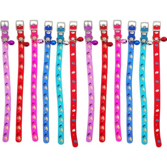 Coleira Silicone P/ Gatos c/ Guizo Animalissimo - Pacote 06 Unidades