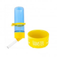 33823 - Kit Comedouro E Bebedouro P/ Hamsters Roedores Amarelo - 100ml
