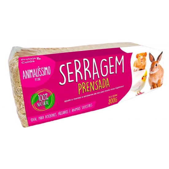 Serragem Prensada Maravalha P/ Roedores Animalissimo - 800g