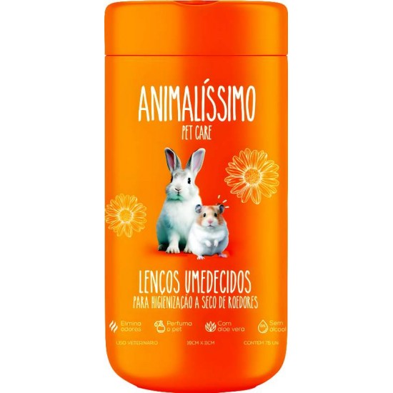 Lenços Umedecidos Animalenço Para Roedores 75 uni