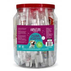 33921 - Pote Escova Descartavel Saude Bucal P/ Cães e Gatos Animalissimo - 40 Unidades