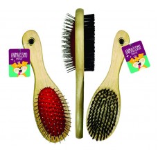 33969 - Escova Dupla Cabo de Madeira P/ Cães Animalissimo - Tam G