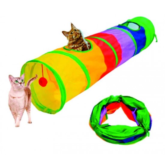 Tunel Divertido Luxo Brinquedo Dobravel P/ Gatos Animalissimo - 1,2m