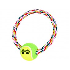 34313 - Brinquedo Mordedor P/ Cães Corda Circulo Bola Tenis Animalissimo - 20cm