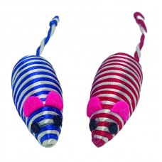 34391 - Ratinho Pelucia Listrado Brinquedo P/ Gatos Animalissimo - 02 Unidades