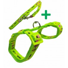 34401 - Conjunto Guia e Peitoral P/ Gatos Estampada Animalissimo