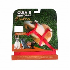 34432 - Coleira Guia e Peitoral P/ Roedores Vermelho Animalissimo