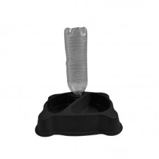 34555 - Comedouro Duplo com entrada p/ Garrafa Pet Preto - 500ml
