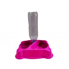34556 - Comedouro Duplo com entrada p/ Garrafa Pet Rosa - 500ml