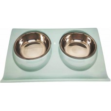 34757 - Comedouro/ Bebedouro Duplo C/ Tigela Inox Antiderrapante P/ Cães - 200ml